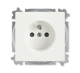 Future® linear, Busch-axcent® zásuvka jednonásobná s ochraným kolíkem a clonkami, bezšroubové svorky 5519B-A02357884 mechová bílá ABB