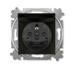 Levit M® zásuvka jednonásobná s ochranným kolíkem s clonkami a víčkem 6619H-A06397 63 onyx/kouřová černá ABB