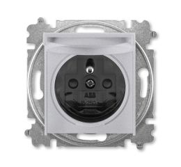 Levit M® zásuvka jednonásobná s ochranným kolíkem s clonkami a víčkem 5519H-A02397 70 titanová/kouřová černá ABB
