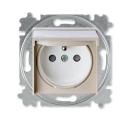 Levit® zásuvka jednonásobná s ochranným kolíkem s clonkami a víčkem, krytí IP44 6619H-A06997 18 macchiato/bílá ABB