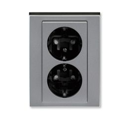 Levit M® zásuvka dvojnásobná s ochrannými kontakty (podle DIN) s clonkami, bezšroubové svorky 5522H-C03457 69 ocelová/kouřová černá ABB