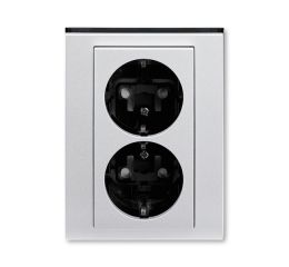 Levit M® zásuvka dvojnásobná s ochrannými kontakty (podle DIN) s clonkami, bezšroubové svorky 5522H-C03457 70 titanová/kouřová černá ABB