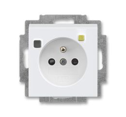Levit® zásuvka jednonásobná s kolíkem, clonkami, bezpečnostní s proudovým chráničem FI-DOS 5526H-A02369 03 bílá/bílá ABB