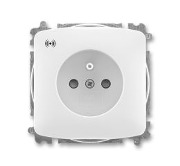 5589A-A02357 B Zásuvka jedn. s clon., s ochranou před přepětím, bezšroub., akust. bílá ABB