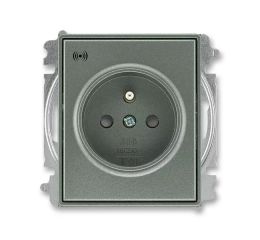 5589E-A02357 34 Zásuvka jedn. s clon., s ochranou před přepětím, bezšroub., akust. antraci