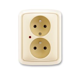 Tango® zásuvka dvojnásobná s ochrannými kolíky, ochranou před přepětím, šroubové svorky 5592A-A2349C slonová kost ABB