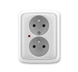 Tango® zásuvka dvojnásobná s ochrannými kolíky, ochranou před přepětím, šroubové svorky 5592A-A2349S šedá ABB