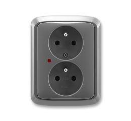 Tango® zásuvka dvojnásobná s ochrannými kolíky, ochranou před přepětím, šroubové svorky 5592A-A2349S2 kouřová šedá ABB