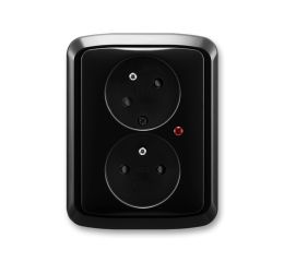 Tango® zásuvka dvojnásobná s ochrannými kolíky, natočenou dutinou, přepěťovou ochranou, bezšroubové svorky 5593A-C02357 N černá ABB