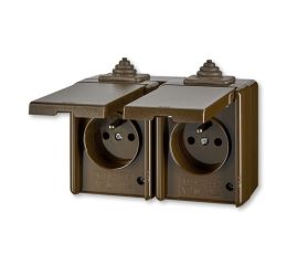 Praktik zásuvka 5598-2069 H zásuvka dvojnásobná, s ochranou před přepětím, IP44, hnědá, AB