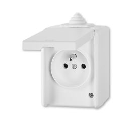 Praktik zásuvka 5598-2929B jednonásobná s víčkem, s ochranou před přepětím, plast, IP44 bí