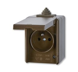 Praktik zásuvka 5598-2929H zásuvka jednonásobná s ochranou před přepětím, IP44, hnědá, ABB