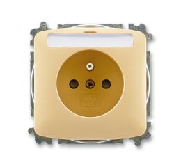 Tango® zásuvka jednonásobná s ochranným kolíkem, clonkami, popisovým polem, bezšroubové svorky 6619A-A06352 D béžová ABB