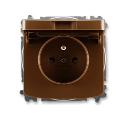 Tango® zásuvka jednonásobná s ochranným kolíkem, clonkami, víčkem, bezšroubové svorky 6619A-A06397 H hnědá ABB