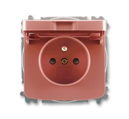 Tango® zásuvka jednonásobná s ochranným kolíkem, clonkami, víčkem, bezšroubové svorky 6619A-A06397 R2 vřesová červená ABB
