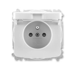 Tango® zásuvka jednonásobná s ochranným kolíkem, clonkami, víčkem, bezšroubové svorky 6619A-A06397 S šedá ABB