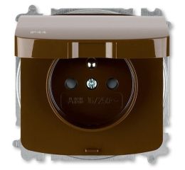 Tango® zásuvka jednonásobná s ochranným kolíkem, clonkami, krytí IP44 bezšroubové svorky 6619A-A06997 H hnědá ABB