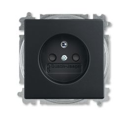 Future® linear, Busch-axcent® zásuvka jednonásobná s ochranným kolíkem a clonkami 6619B-A06357885 mechová černá ABB
