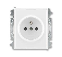 Time®, Element® zásuvka jednonásobná s ochranným kolíkem, integrovanými clonkami, bezšroubové svorky 6619E-A06357 03 bílá/bílá ABB