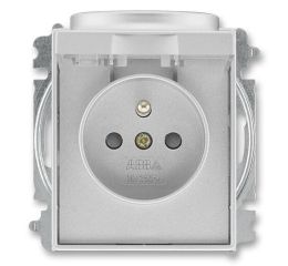 Time®, Time® Arbo zásuvka jednonásobná s ochranným kolíkem, clonkami a víčkem 6619E-A06397 08 titanová ABB