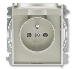 Zásuvka jednonásobná s ochranným kolíkem, s clonkami, s víčkem (typ 6619) 6619E-A06397 32 starostříbrná ABB