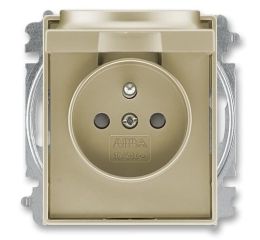 Zásuvka jednonásobná s ochranným kolíkem, s clonkami, s víčkem (typ 6619) 6619E-A06397 33 šampaňská ABB