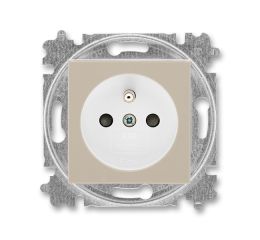 Levit® zásuvka jednonásobná s ochranným kolíkem a clonkami 6619H-A06357 18 macchiato/bílá ABB