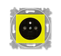 Levit® zásuvka jednonásobná s ochranným kolíkem a clonkami 6619H-A06357 64 žlutá / kouřová černá ABB