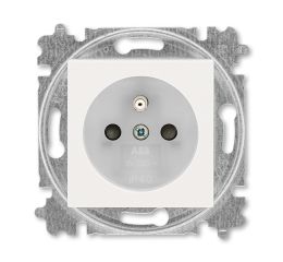 Levit®M zásuvka jednonásobná s ochranným kolíkem a clonkami 6619H-A06357 68 perleťová/ledová bílá ABB