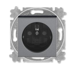 Levit M® zásuvka jednonásobná s ochranným kolíkem a clonkami 6619H-A06357 69 ocelová/kouřová černá ABB