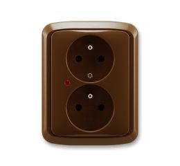 Tango® zásuvka dvojnásobná s ochrannými kolíky, ochranou před přepětím, šroubové svorky 5592A-A2349H hnědá ABB