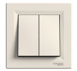 Asfora-EPH0600123 Přepínač dvojitý střídavý ř. 6+6, krémová, bezšroubový  schneider