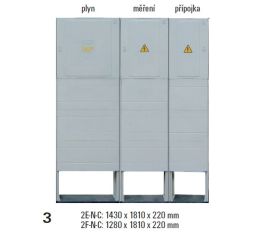 Sestava HELGA 2F-N-C (APZ+ES112+100) plynoměrová, elektroměrová, přípojková skříň v pilíři