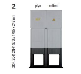 Sestava HELGA 2N-P (APZ+ER513) plynoměrová a elektroměrová skříň pro PRE v pilíři