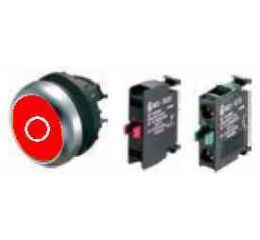 M22-D-R-X0/KC11/I tlačítko zapuštěné bez aretace červ. s popisem a spín. i rozp. jednotkou