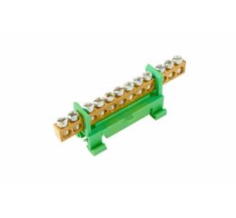 Můstek PE 12 (svorkovnice 12x16mm2), nekrytý IP00, zelený, 63A, na DIN 1000009 eleman