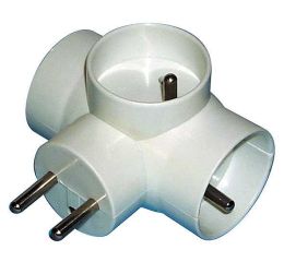 Rozbočka 3x kulatá zásuvka typ F3NI-3 bílá barva