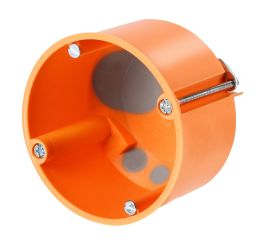 Krabice 68mm do sádrokartonu přístrojová s membránovými průchodkami hloubka 47mm oranžová F-tronic E2700