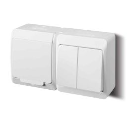 GALATEA IP44 Spínač sériový č.5+zásuvka 2P+PE (bílá) typ 5327-14 famatel
