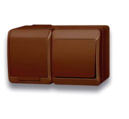 GALATEA IP44 Přepínač střídavý č.6+zásuvka 2P+PE (hnědá) typ 5327-20 famatel