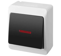 GALATEA IP44 Přepínač střídavý podsvětlený č.6So (bílá / kolébka černá) typ 5341-01 famate