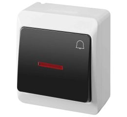 GALATEA IP44 Tlačítko podsvětlené symbol "zvonek" č.1/0So (bílá / kolébka černá) typ 5347-