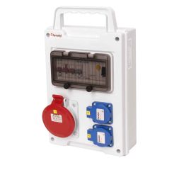 Zásuvková skřín přenosná EasyBOX IP44 2x230V/16A, 1x400V/32A/5p s jištěním 1xPL7-B16/1, 1xPL7-B32/3 a proudovým chráničem PF7-40/4/003-A 355x215x85mm Famatel EB200010.1 /8M