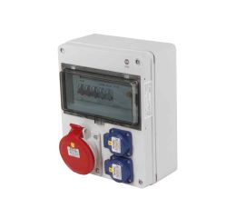 Zásuvková skříň IP54 2x230V/16A, 1x400V/32A/5p s jistěním 2xPL7-B16/1, 1xPL7-B32/3 a proudovým chráničem PF7-40/4/003-A 270x220x120mm Famatel ZSF20001000.1 /5810