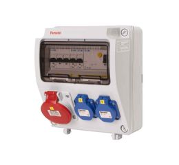 Zásuvková skříň IP54 2x230V/16A, 1x400V/16A/5p s jištěním 2xPL6-B16/1, 1xPL6-B16/3 a proudových chráničem PF6-40/4/003-A 245x215x155mm Famatel ZSF20100000.1 /3957