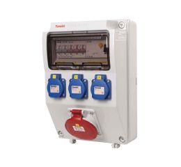 Zásuvková skříň IP54 3x230V/16A, 1x400V/32A/5p s jištěním 2xPL7-B16/1, 1xPL7-B32/3 a proudových chráničem PF7-40/4/003-A 330x215x155mm Famatel ZSF30001000.1 /3958