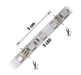 LED pásek  bílé teplé světlo 3000-3500K IP65 60LED/m čip 5050 (cena za sekci-5cm 3xLED)