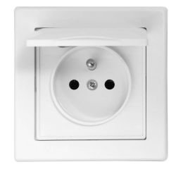 Zásuvka s víčkem IP44 JUPITER ZA-16 CV, barva bílá, kompletní, Greenlux GXKP008