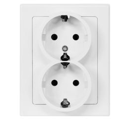 Zásuvka dvojnásobná JUPITER ZA-27 SCHUKO, barva bílá, kompletní, Greenlux GXKP010