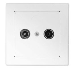 Zásuvka TV+R JUPITER P, barva bílá, kompletní, Greenlux GXKP012